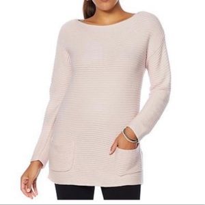 Vince Camuto tunic sweater pink knit two pocket Small